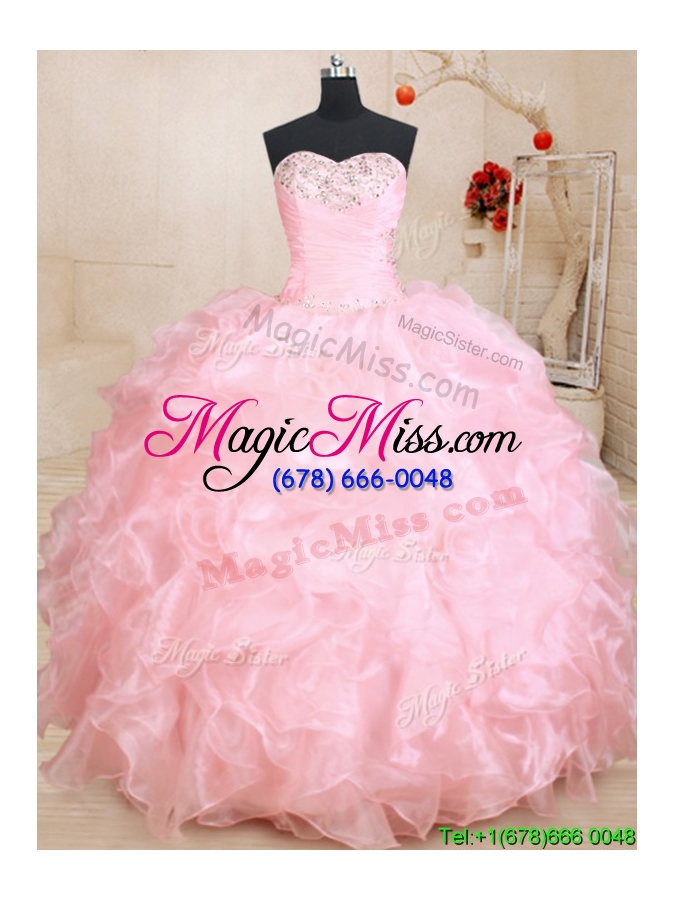 wholesale perfect really puffy baby pink quinceanera dress with beaded bust and ruffles