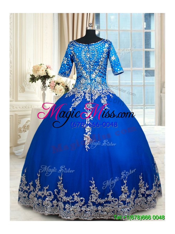 wholesale discount v neck half sleeves zipper up quinceanera dress with ruffled layers