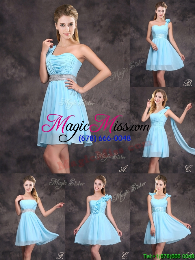 wholesale top seller baby blue dama dress with handcrafted flower and ruching