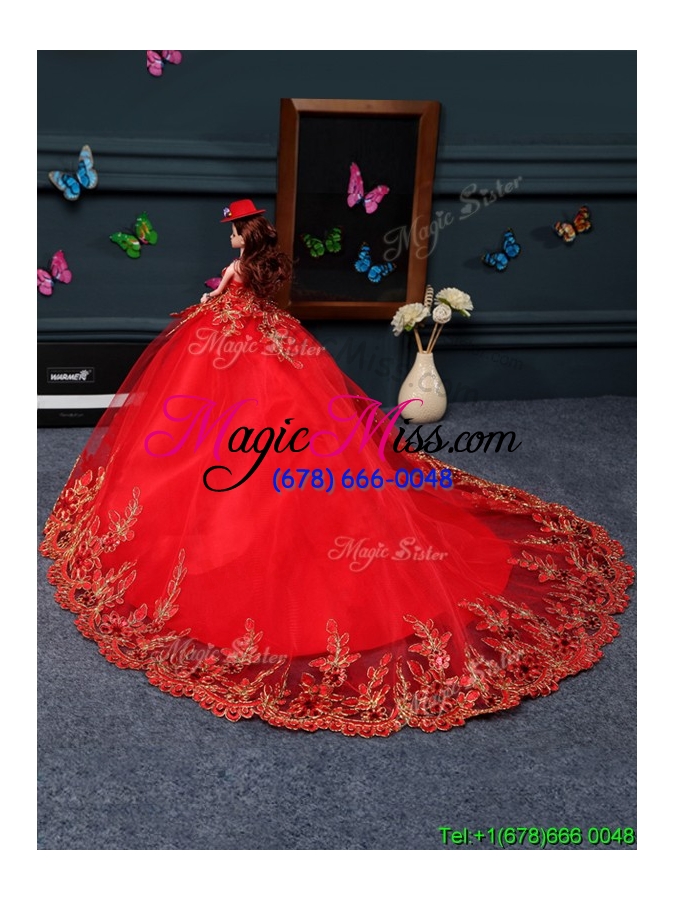 wholesale beautiful tulle red quinceanera doll dress