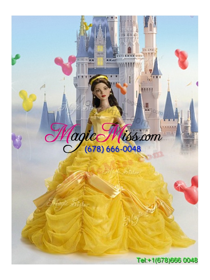 wholesale beauty and the beast tulle quinceanera doll dress in light yellow