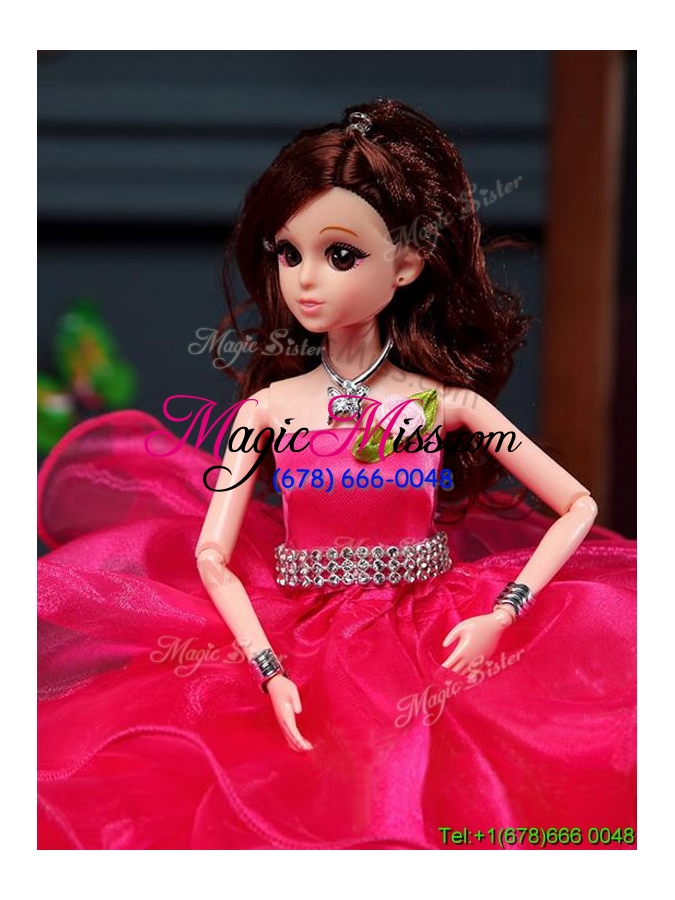 wholesale wonderful organza quinceanera doll dress in coral red