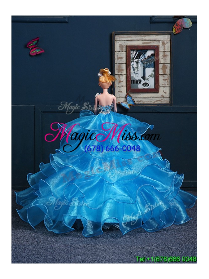 wholesale cheap organza baby blue quinceanera doll dress