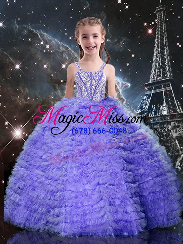 wholesale glamorous lavender ball gowns beading and ruffles sweet 16 dress lace up tulle sleeveless floor length