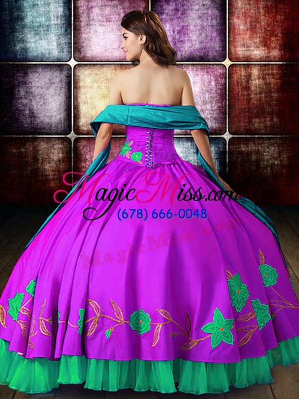 wholesale comfortable multi-color lace up strapless embroidery quinceanera dresses satin sleeveless