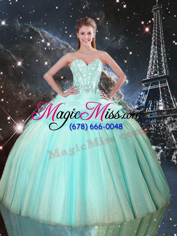 wholesale graceful floor length ball gowns sleeveless turquoise quinceanera dresses lace up