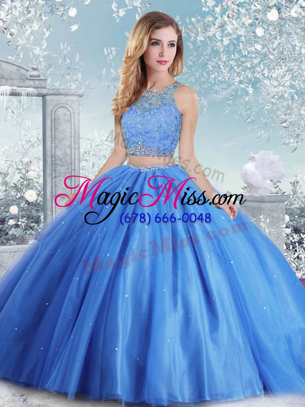 wholesale traditional sleeveless floor length beading and sequins clasp handle sweet 16 dresses with baby blue