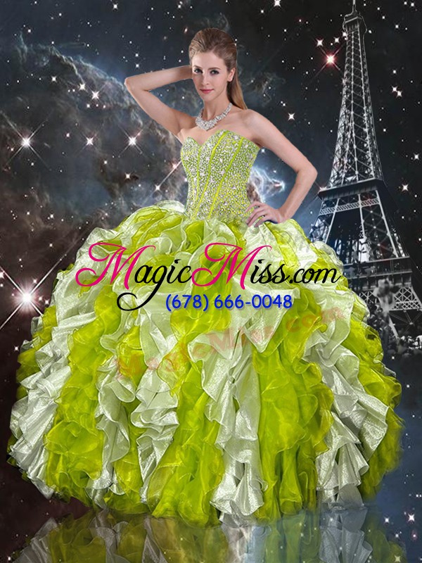 wholesale exquisite multi-color sleeveless organza lace up sweet 16 dress for military ball and sweet 16 and quinceanera