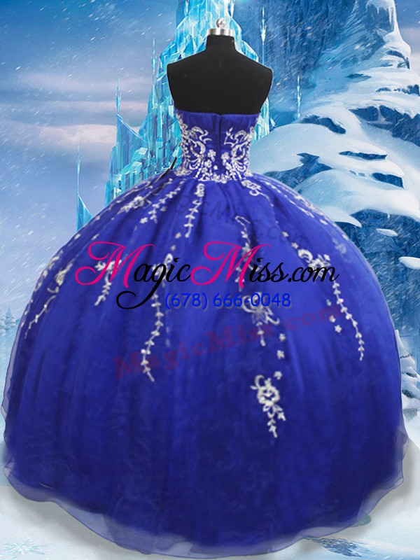 wholesale blue ball gowns appliques 15th birthday dress lace up organza sleeveless floor length