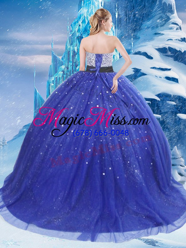 wholesale discount royal blue sleeveless tulle lace up sweet 16 dresses for military ball and sweet 16 and quinceanera