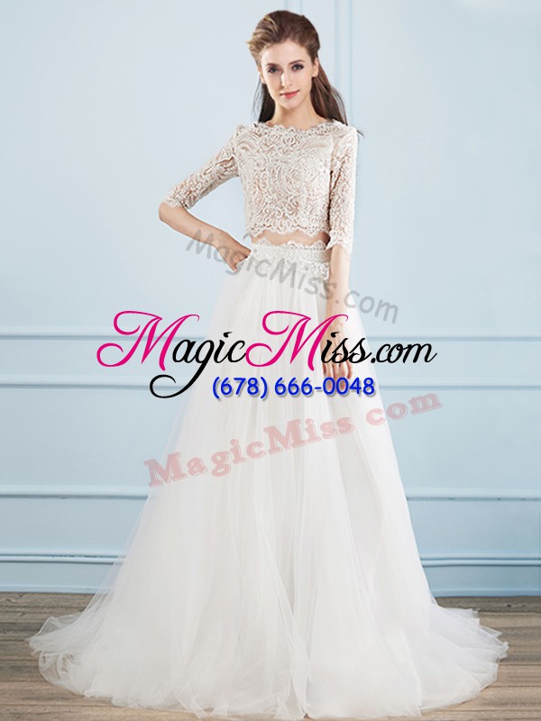 wholesale half sleeves court train lace zipper bridal gown