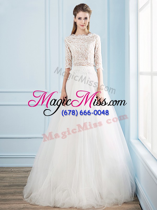 wholesale half sleeves court train lace zipper bridal gown