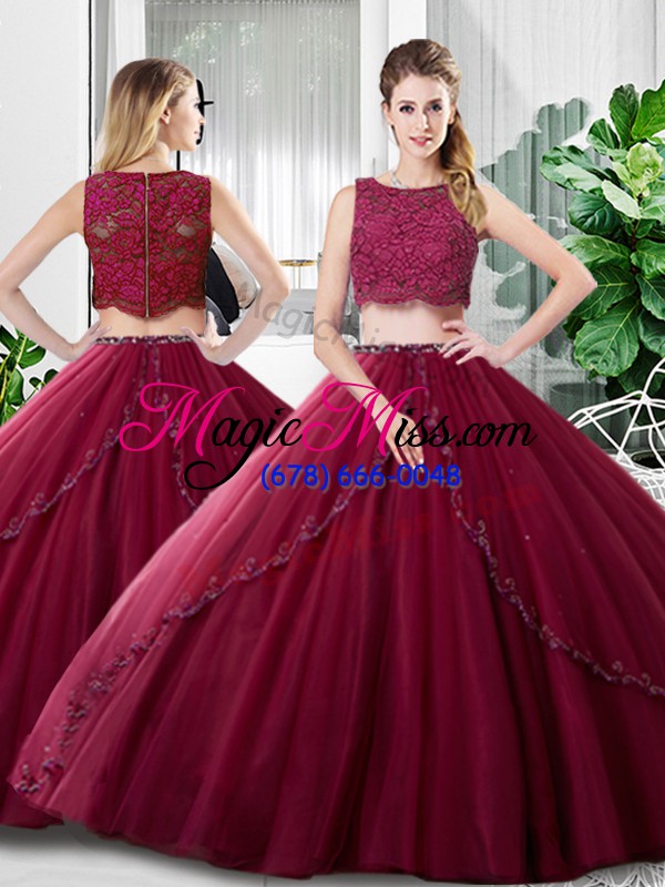 wholesale lace and ruching quinceanera gowns fuchsia zipper sleeveless floor length