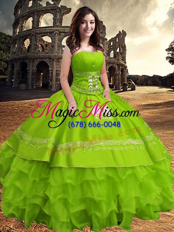 wholesale popular zipper sweet 16 quinceanera dress embroidery and ruffled layers sleeveless floor length