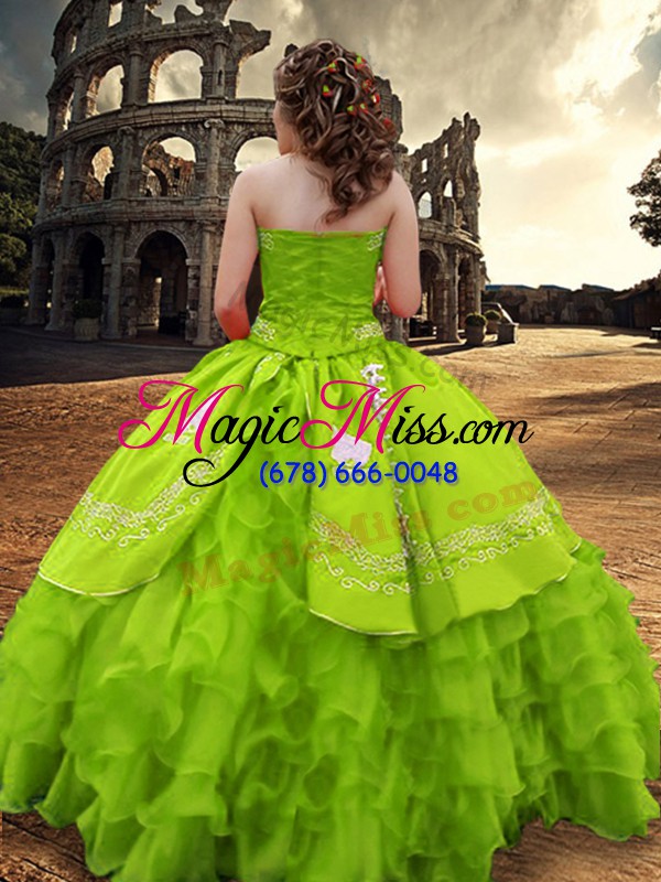 wholesale popular zipper sweet 16 quinceanera dress embroidery and ruffled layers sleeveless floor length