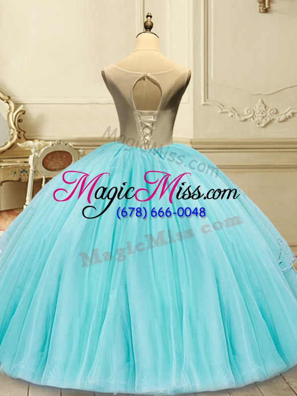 wholesale amazing floor length green quinceanera gown tulle sleeveless appliques