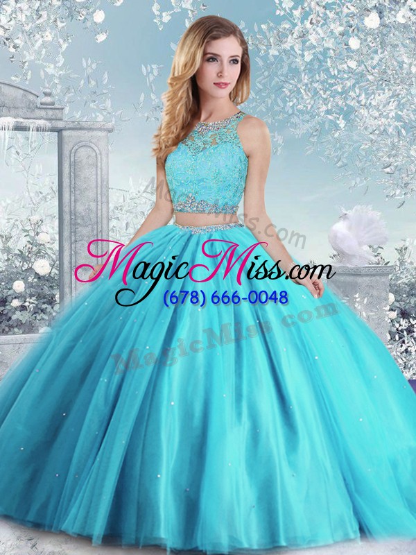 wholesale tulle sleeveless floor length quince ball gowns and beading and sequins