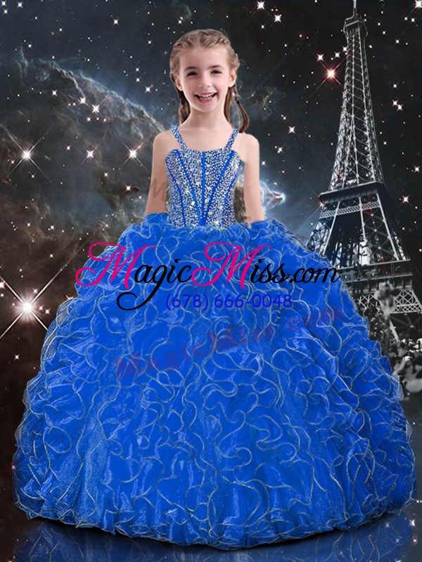 wholesale blue ball gowns sweetheart sleeveless organza floor length lace up beading and ruffles quinceanera gown