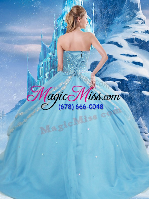 wholesale extravagant floor length baby blue quinceanera dresses sweetheart sleeveless lace up