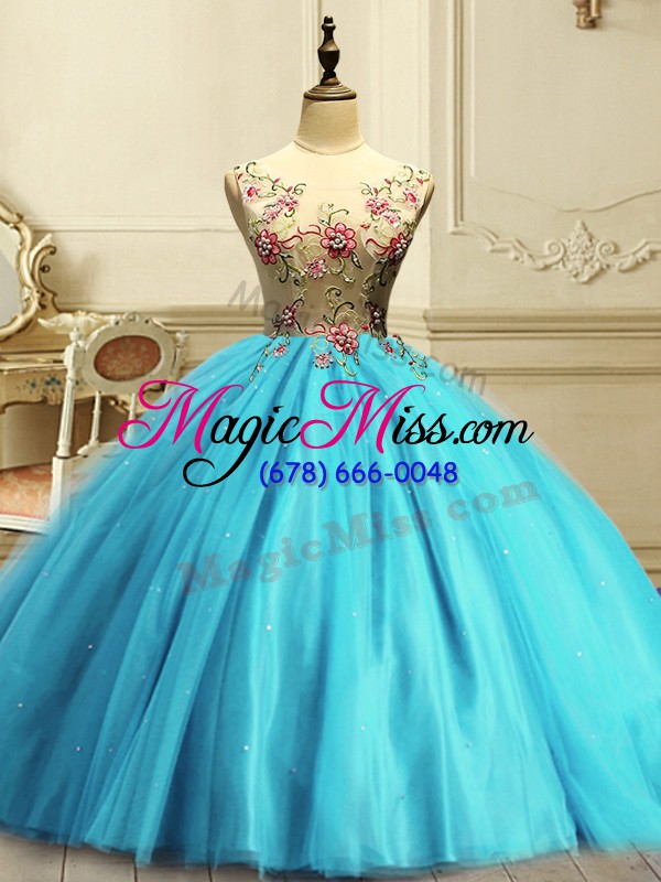 wholesale ideal tulle sleeveless floor length quinceanera gowns and appliques and sequins