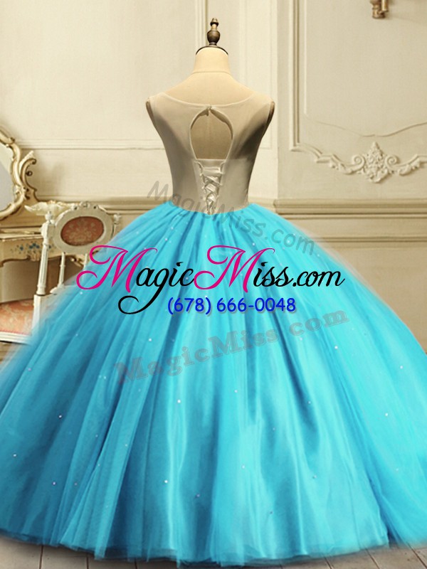 wholesale ideal tulle sleeveless floor length quinceanera gowns and appliques and sequins