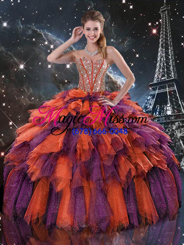 wholesale sleeveless beading and ruffles and ruffled layers lace up sweet 16 dress