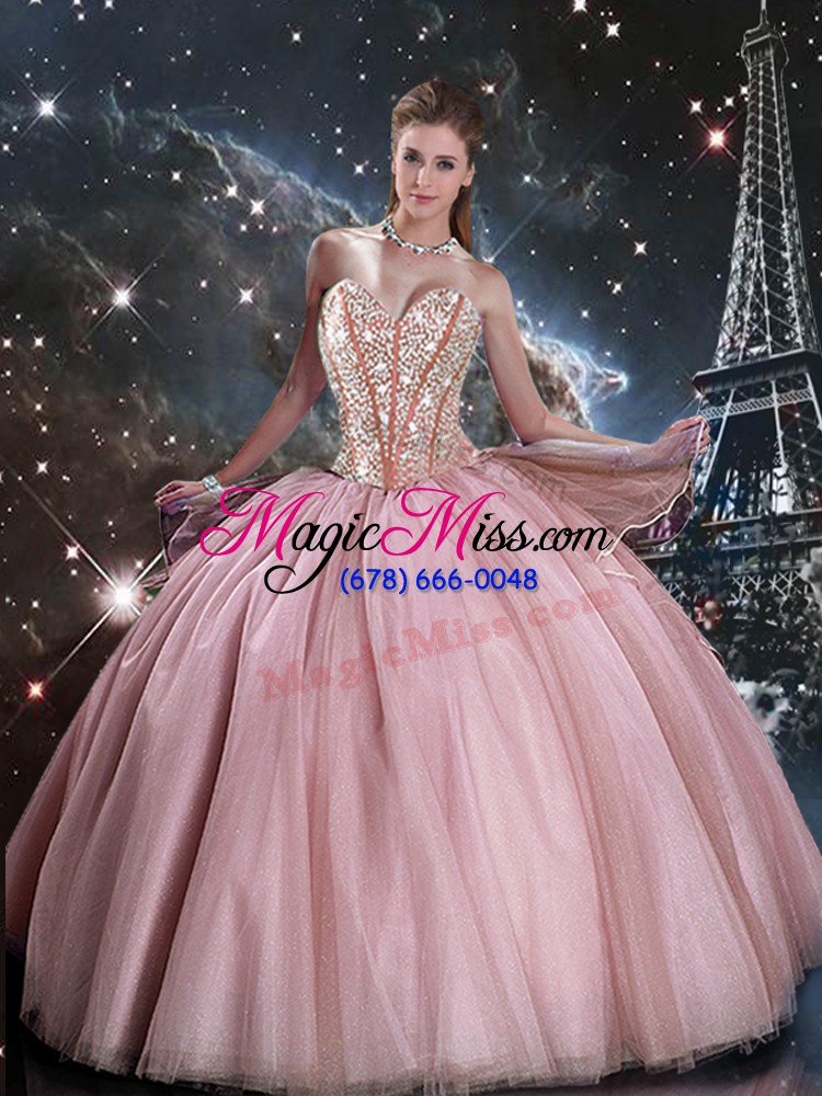 wholesale sleeveless lace up floor length beading 15th birthday dress