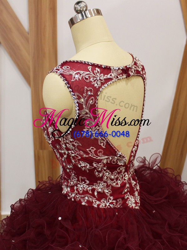 wholesale floor length ball gowns sleeveless burgundy quinceanera gown backless