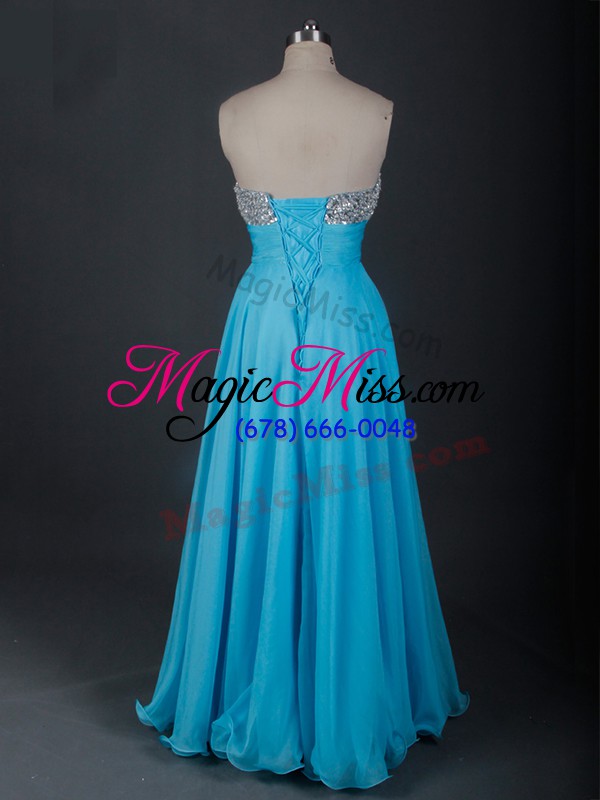 wholesale floor length lace up prom evening gown baby blue for prom and military ball and sweet 16 with beading