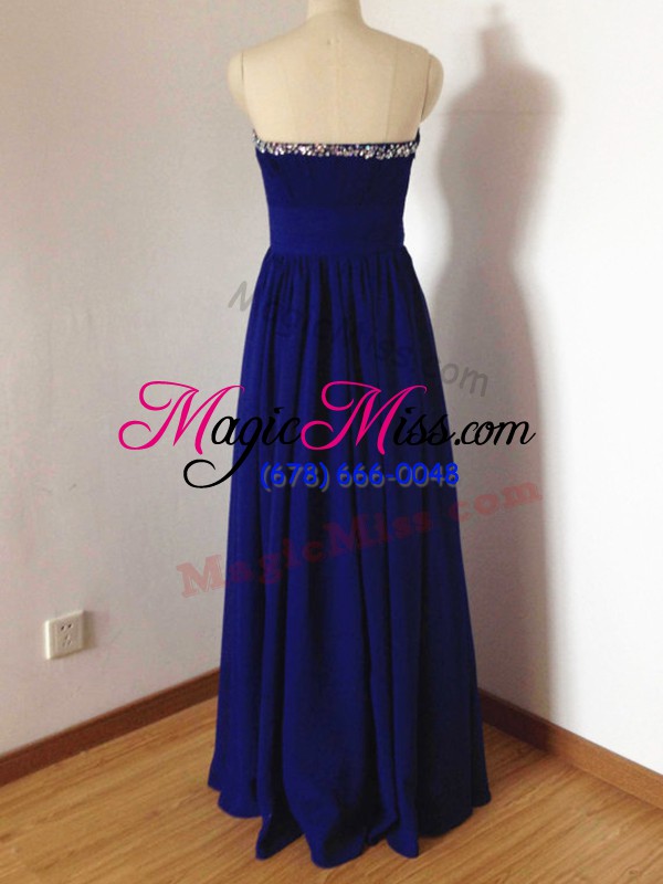 wholesale royal blue sleeveless beading floor length damas dress