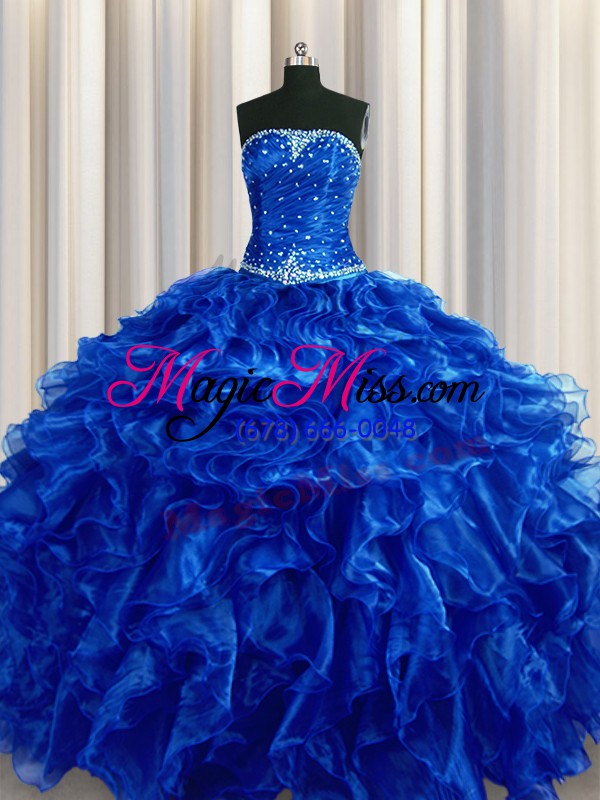 wholesale colorful strapless sleeveless organza vestidos de quinceanera beading and ruffles lace up