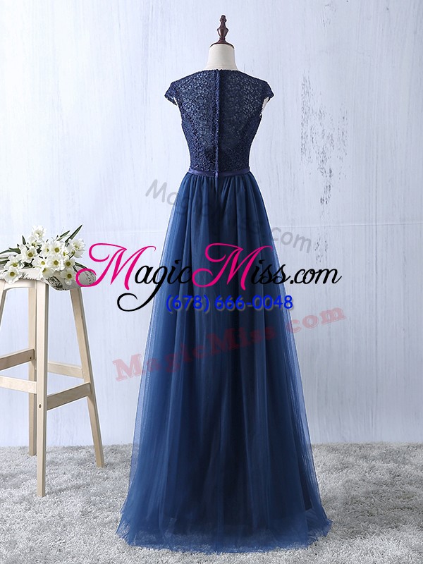 wholesale exquisite red dress for prom prom and party and military ball with lace scoop short sleeves zipper