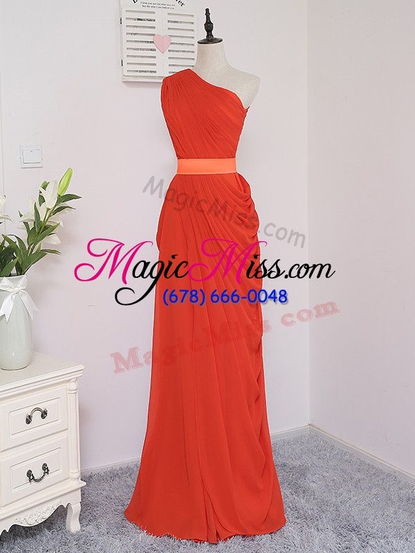 wholesale new arrival floor length zipper quinceanera dama dress coral red for prom and party and wedding party with pick ups