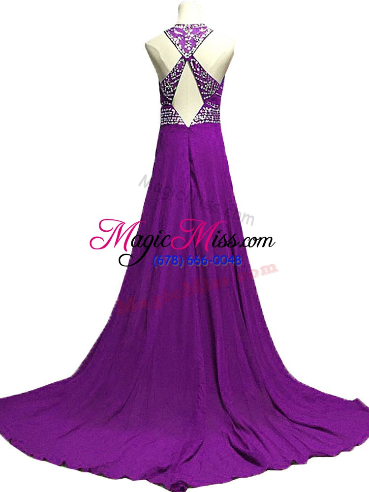 wholesale new style sleeveless brush train beading backless going out dresses