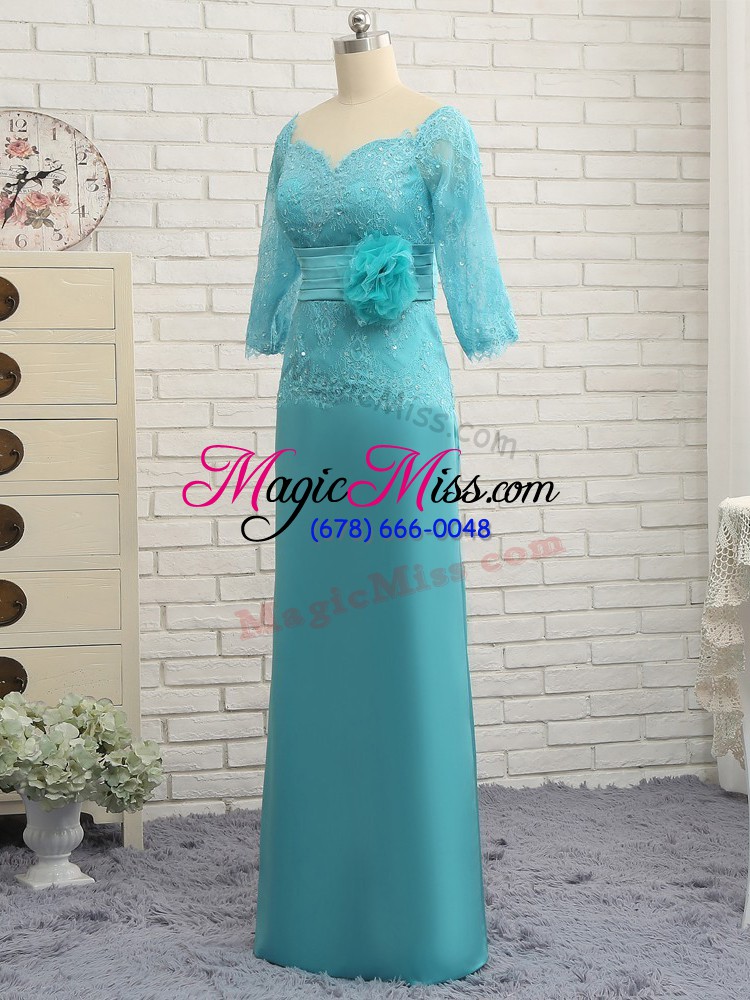 wholesale stunning baby blue sweetheart zipper lace and appliques mother of the bride dress 3 4 length sleeve