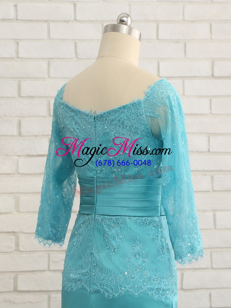 wholesale stunning baby blue sweetheart zipper lace and appliques mother of the bride dress 3 4 length sleeve