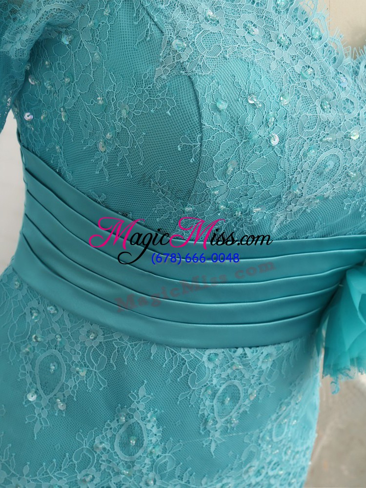 wholesale stunning baby blue sweetheart zipper lace and appliques mother of the bride dress 3 4 length sleeve