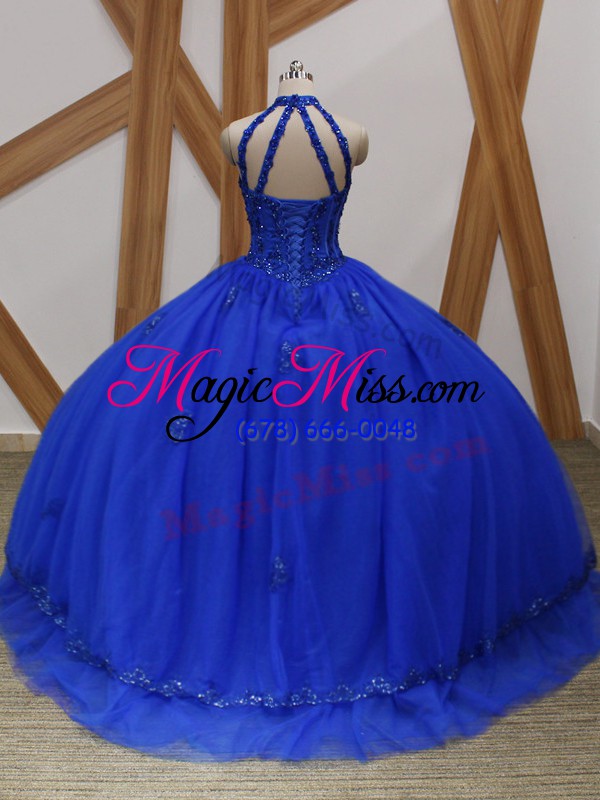 wholesale high class tulle sleeveless quinceanera gowns brush train and appliques