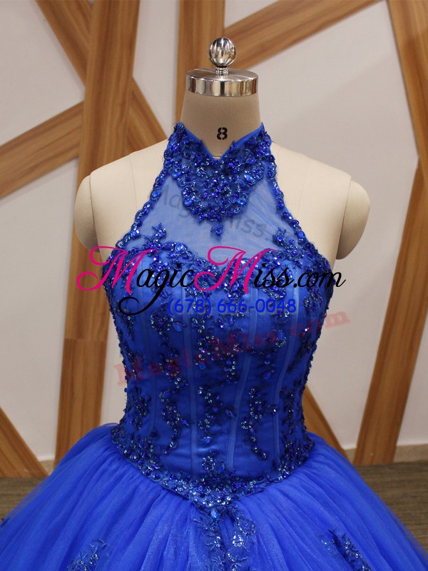 wholesale high class tulle sleeveless quinceanera gowns brush train and appliques