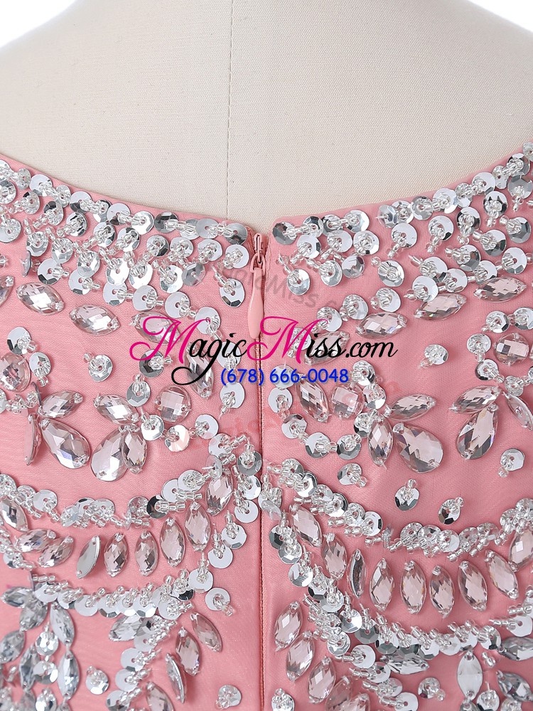 wholesale sleeveless floor length beading and ruffles zipper sweet 16 quinceanera dress with pink