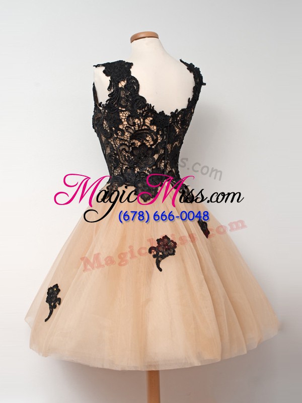 wholesale discount yellow zipper straps lace dama dress for quinceanera tulle sleeveless