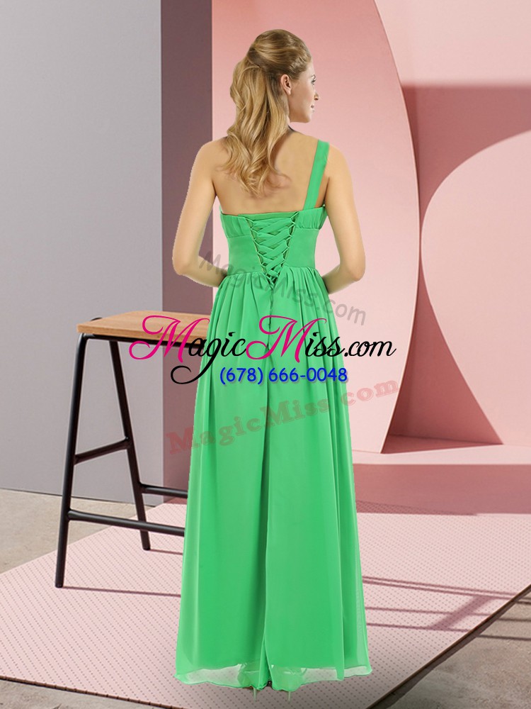 wholesale on sale green sleeveless floor length beading lace up prom dress