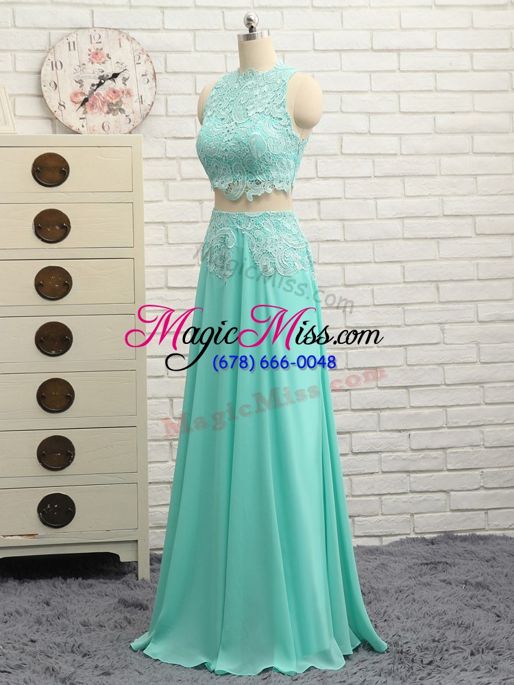 wholesale extravagant sleeveless chiffon floor length side zipper prom dresses in apple green with appliques