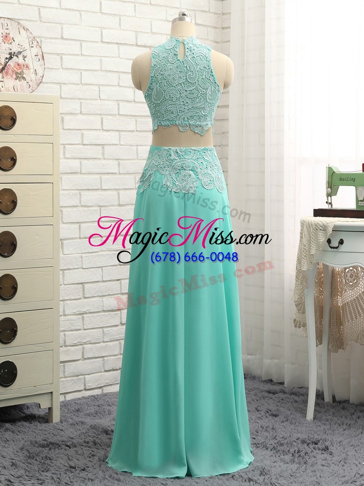 wholesale extravagant sleeveless chiffon floor length side zipper prom dresses in apple green with appliques