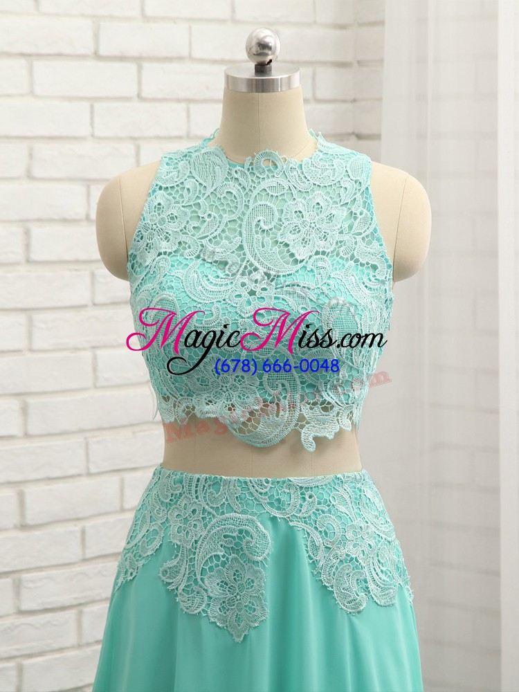 wholesale extravagant sleeveless chiffon floor length side zipper prom dresses in apple green with appliques