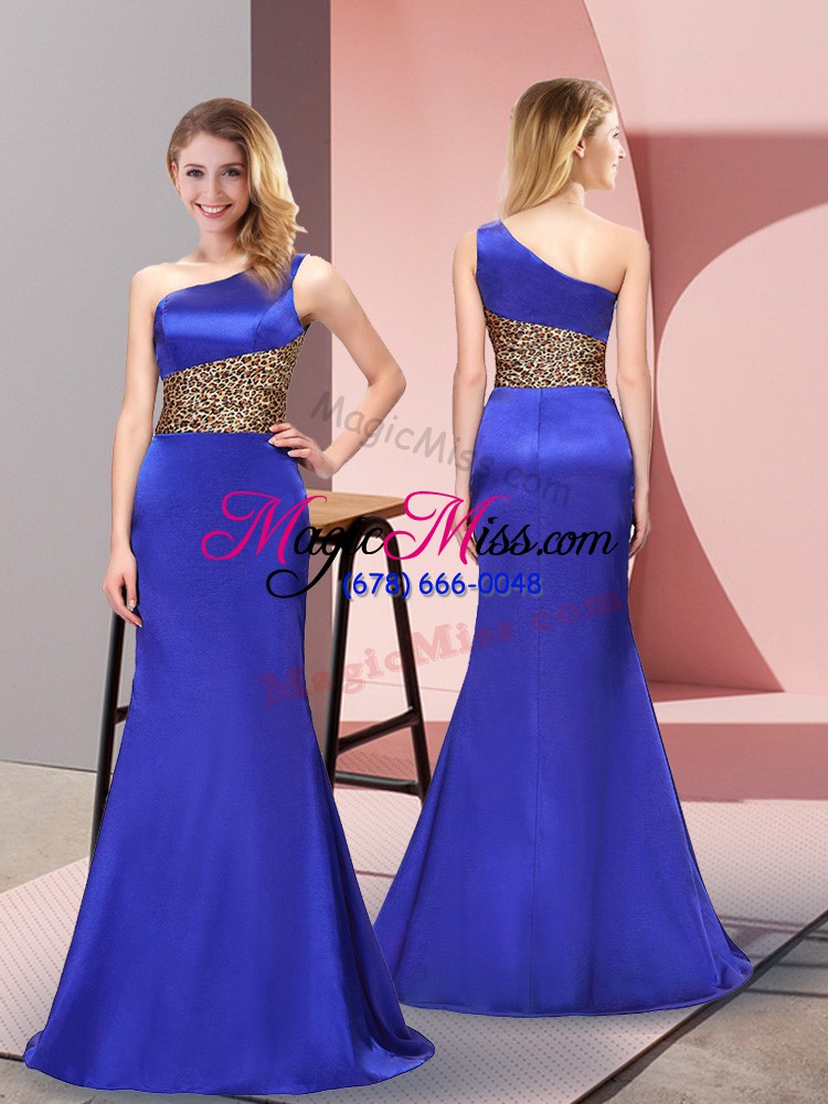 wholesale royal blue elastic woven satin side zipper pageant dress for teens sleeveless floor length pattern