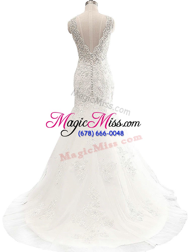 wholesale perfect white sleeveless lace clasp handle wedding gown