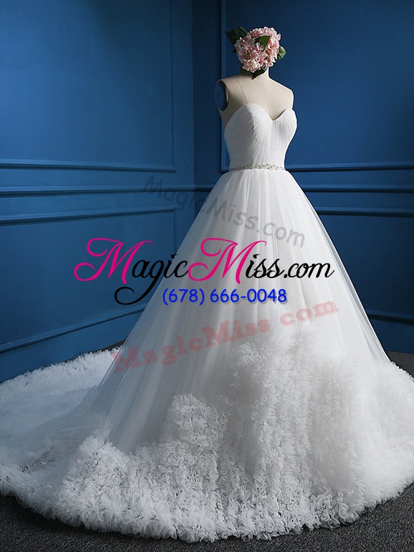 wholesale white sweetheart neckline beading wedding gown sleeveless zipper