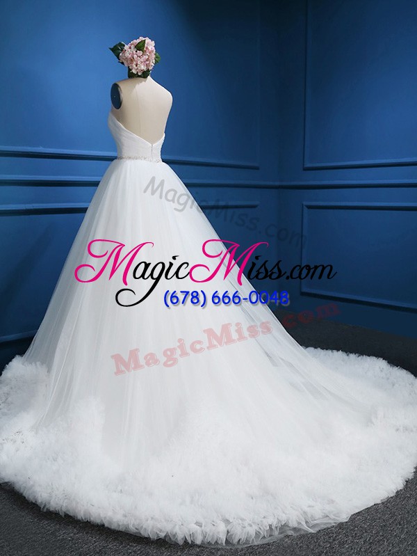 wholesale white sweetheart neckline beading wedding gown sleeveless zipper