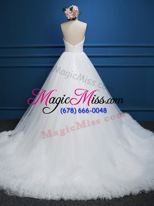 wholesale white sweetheart neckline beading wedding gown sleeveless zipper